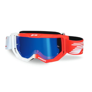 Masque Pro Grip Vision - Blanc Rouge écran miroir bleu