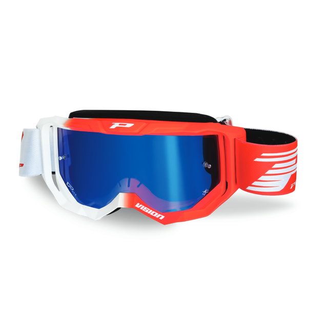 Masque Pro Grip Vision - Blanc Rouge écran miroir bleu 3300-127-FL
