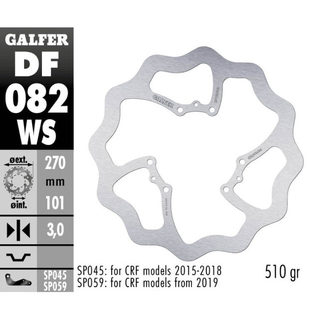 Disque de frein Galfer Wave Honda CR 500 (95-01) avant maggiorato DF082WS