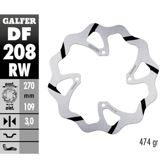 Disque de frein Galfer Race Kawasaki KX 250 (06-08) avant maggiorato DF208RW
