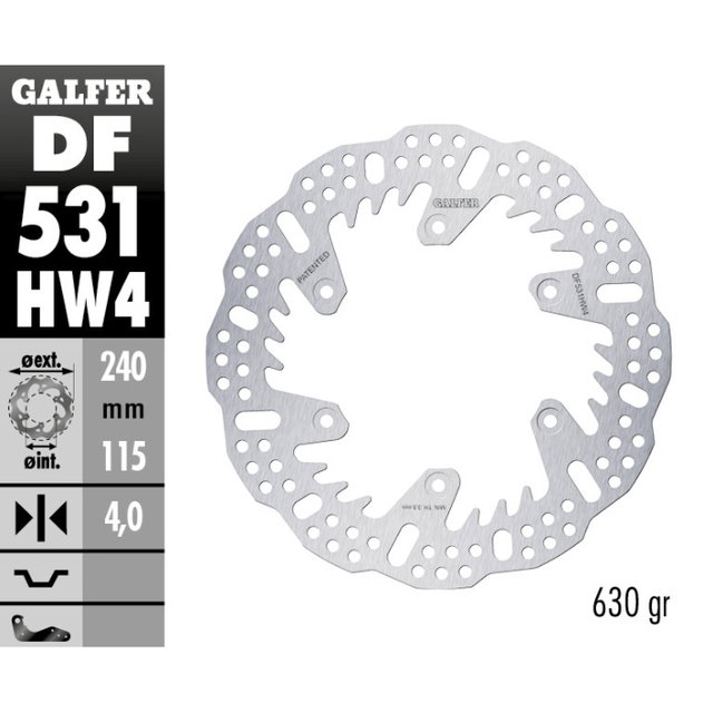 Brake disc Galfer Shark Fantic 250 XX (22-25) rear - 4 mm DF531HW4