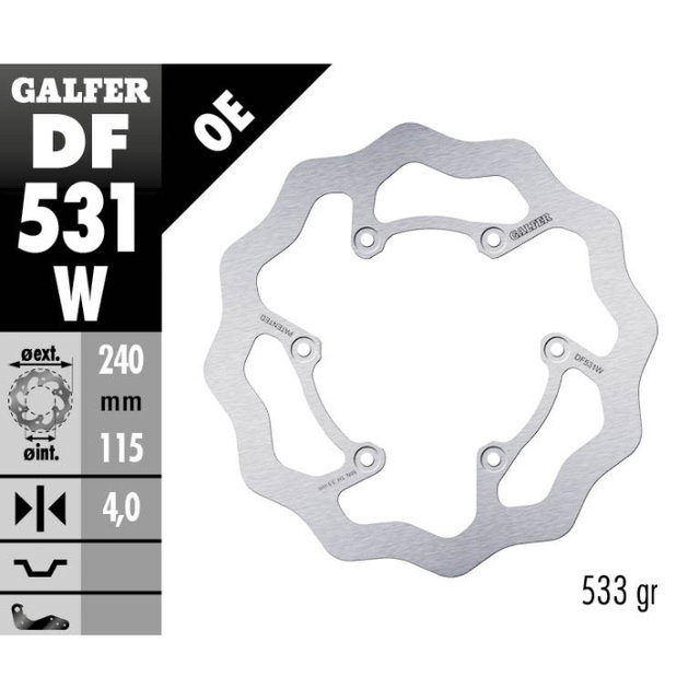 Disque de frein Galfer Wave Fantic 250 XXF (22-25) arrière DF531W