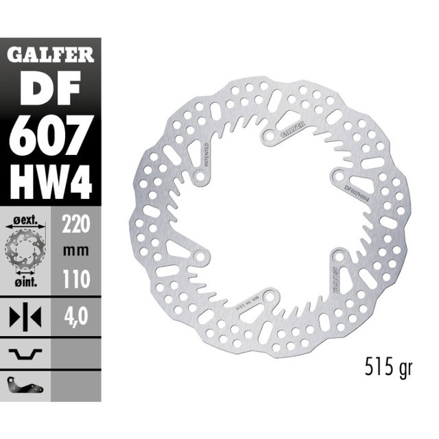 Disque de frein Galfer Shark Husaberg 450 FE (04-14) arrière - 4 mm DF607HW4