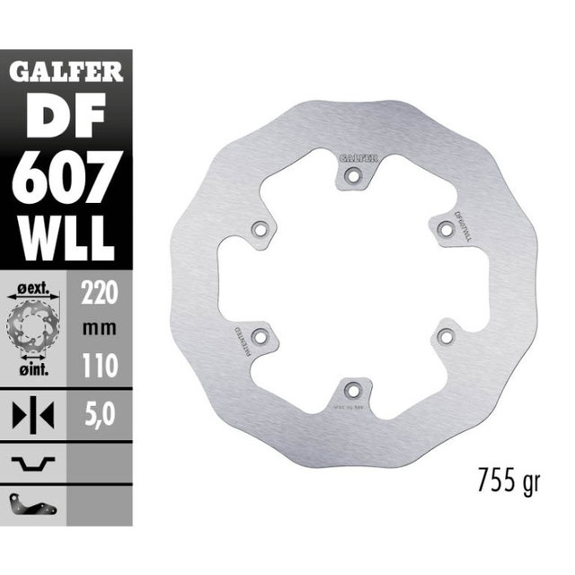 Disque de frein Galfer Wave Husaberg 501 FE (13-14) arrière plein DF607WLL