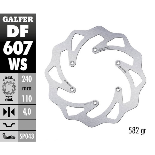 Disque de frein Galfer Wave Husaberg 250 TE (11-14) arrière maggiorato DF607WS
