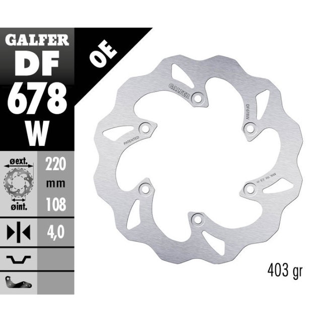 Disque de frein Galfer Wave Gasgas 125 EC (96-15) arrière DF678W