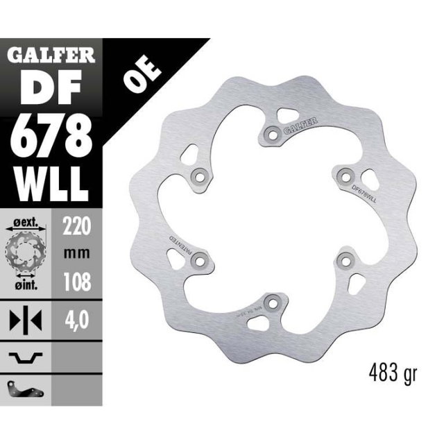 Disque de frein Galfer Wave Rieju 250 MR (21-25) arrière plein DF678WLL