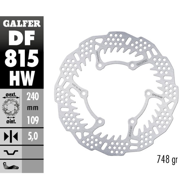 Disque de frein Galfer Shark Beta RR 498 (13-14) arrière - 5 mm DF815HW