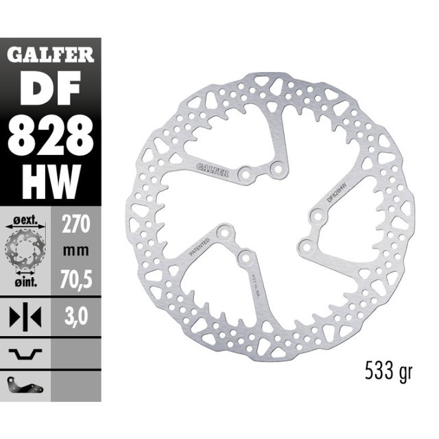 Disque de frein Galfer Shark TM EN/MX 250 (04-25) avant DF828HW