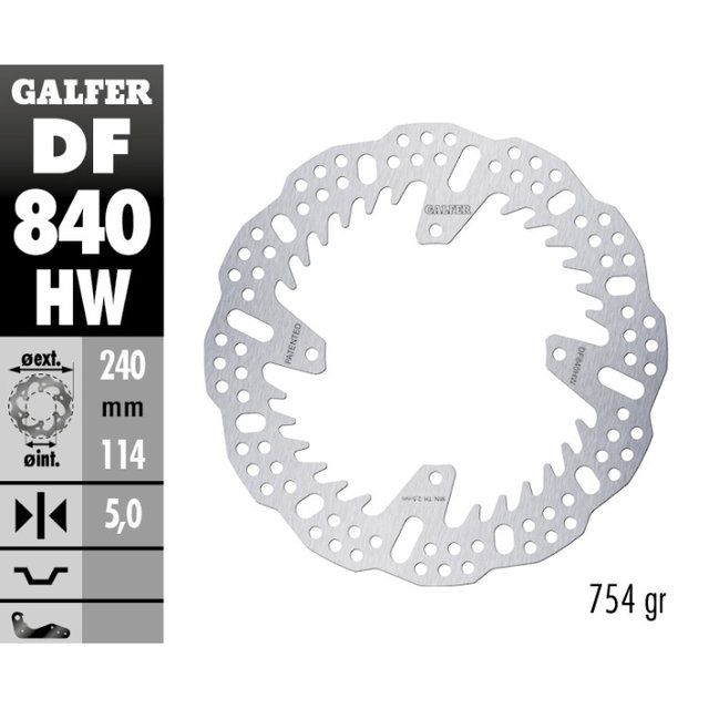 Disque de frein Galfer Shark TM EN/MX 250 (15-25) arrière - 5 mm DF840HW