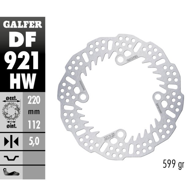 Disque de frein Galfer Shark Sherco 300 SEF-R (14-25) arrière - 5 mm DF921HW