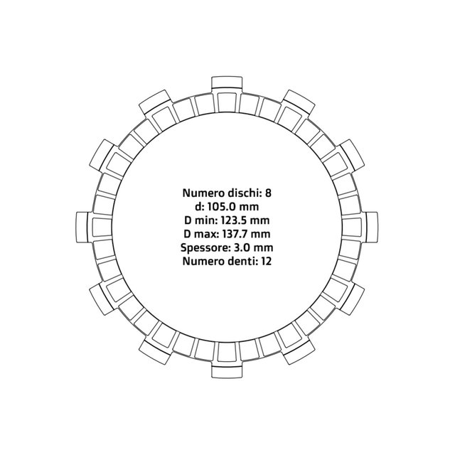 Disques d’embrayage NRTeam Fantic 125 XE (21-26) - Série garnie DS02.F012.8