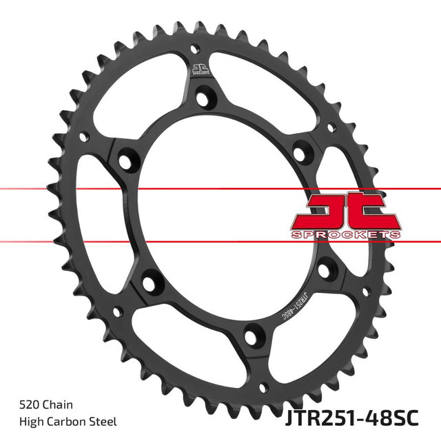 Couronne arrière JT acier Fantic 450 XEF (22-26) 48 dents autonettoyant JTR251.48SC