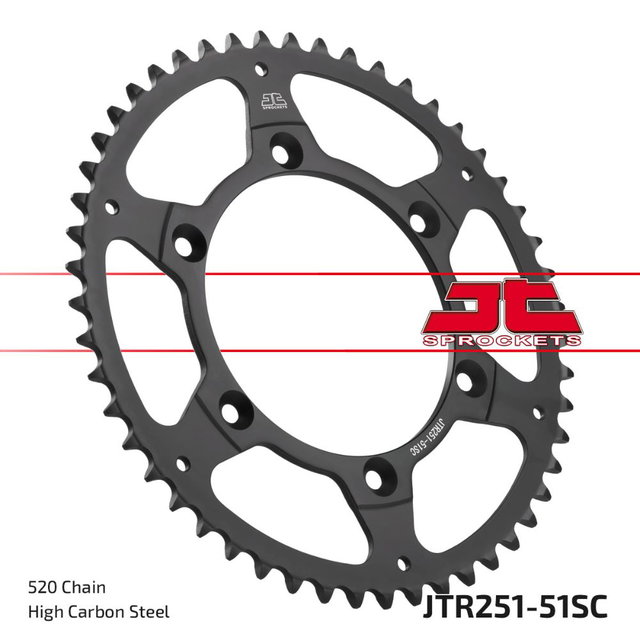 Couronne arrière JT acier Yamaha WR 400 F (99-00) 51 dents autonettoyant JTR251.51SC