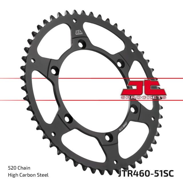 Couronne arrière JT acier Kawasaki KX 250 (82-08) 51 dents JTR460.51SC