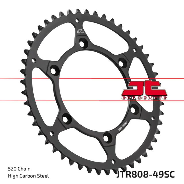 Couronne arrière JT acier Suzuki RMZ 450 (05-26) 49 dents autonettoyant JTR808.49SC