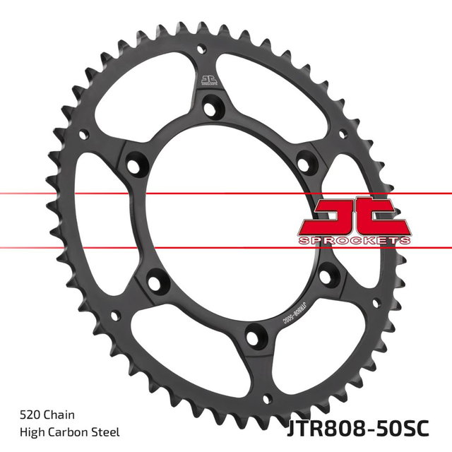 Rear sprocket JT steel Suzuki RMZ 450 (05-26) 50 teeth self-cleaning JTR808.50SC