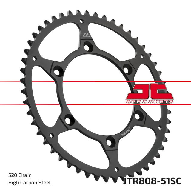 Couronne arrière JT acier Suzuki RMZ 250 (07-26) 51 dents autonettoyant JTR808.51SC