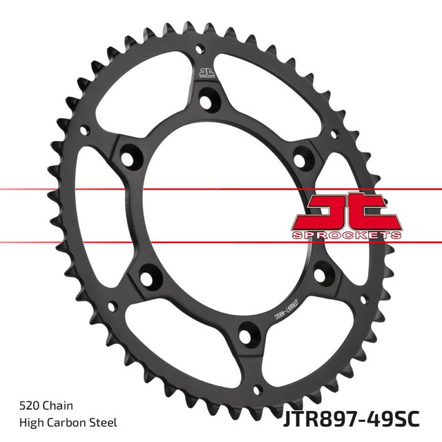 Couronne arrière JT acier KTM 250 SX (93-27) 49 dents autonettoyant JTR897.49SC