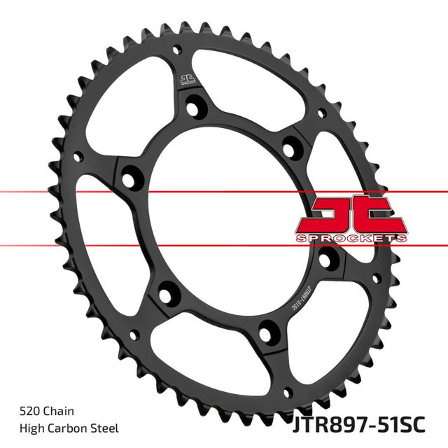 Couronne arrière JT acier KTM 530 EXC-F (08-11) 51 dents autonettoyant JTR897.51SC