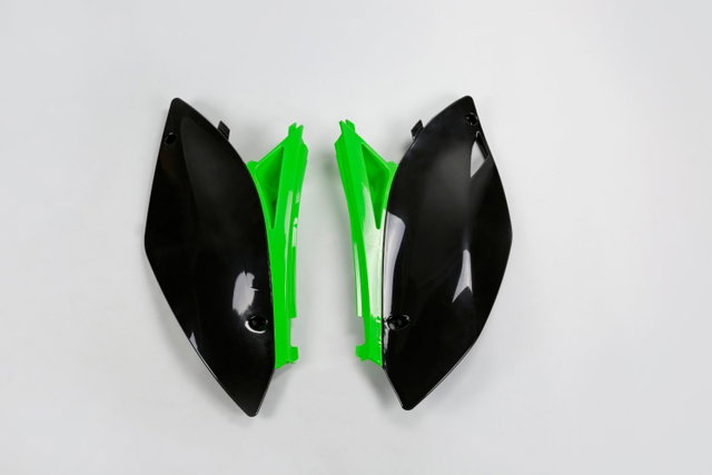 Plaques latérales porte-numéro Kawasaki KX 250 F (09-12) noirs e verts* KA04706-999