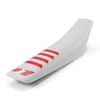 Housse de selle universelle Onegripper - Ribbed blanc et rouge Housse de selle universelle Onegripper - Ribbed blanc et rouge