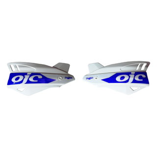 Paire de protège-mains OJC SHARK universel blancs (autocollant bleu)