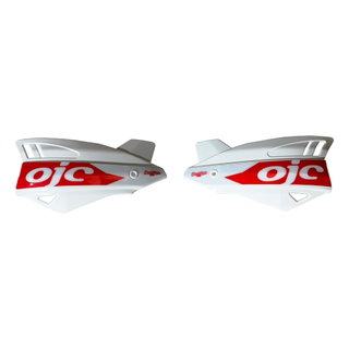 Paire de protège-mains OJC SHARK universel blancs (autocollant rouge)